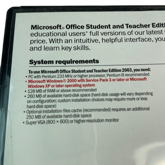 Microsoft Office Student And Teacher Edition 2003 For Windows XP & 2000 PC CD - Picture 3 of 3
